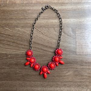 J. Crew Neon Orange Jeweled Necklace